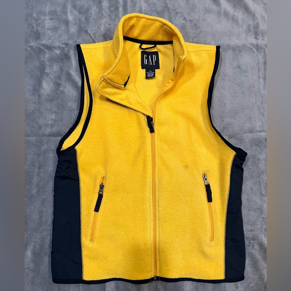 GAP Bright Yellow and Black Fleece Vest